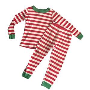 Size 4 Red White and Green Stripe 2 piece Hanna Andersson Christmas pajama set